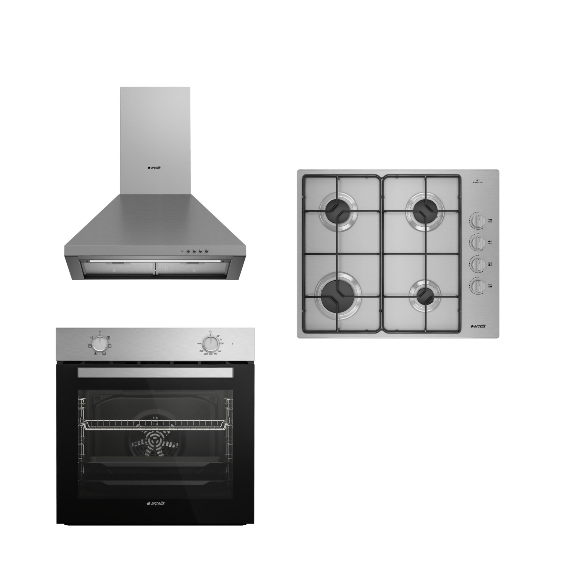 INOX METAL ARÇELİK ANKASTRE SET (OMD D 611 EI - AFM 130 I - P 27 YI)