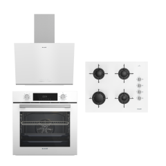 BEYAZ CAM BUHAR DESTEKLİ ARÇELİK ANKASTRE SET (OCD T 651 EB - AFC 340 B - ADE 606-2 B)